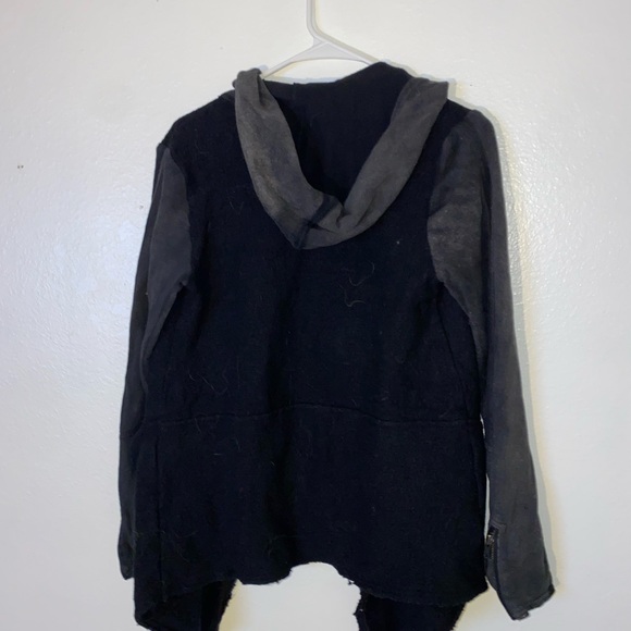 FREE PEOPLE wool blend hooded Black Gray asymmetric jacket coat Size Small - Picture 7 of 7